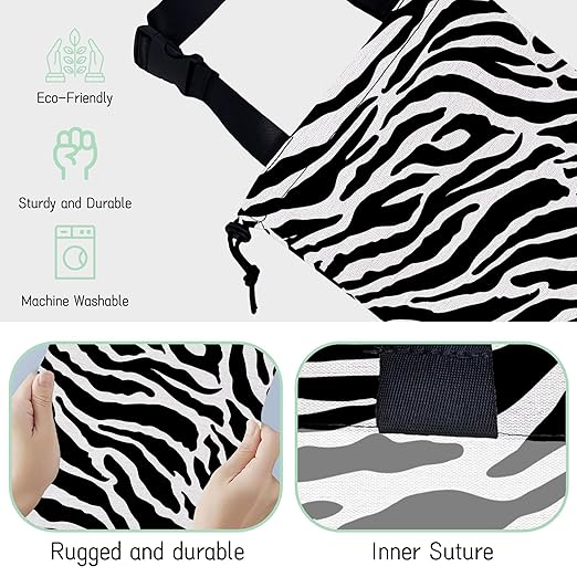 Zebra Stripes Car Garbage Bag,Waterproof Small Car Trash Bag Hanging Back of Seat,Drawstring Hanging Car Trash Bag with Adjustable Buckle for Car Accessories