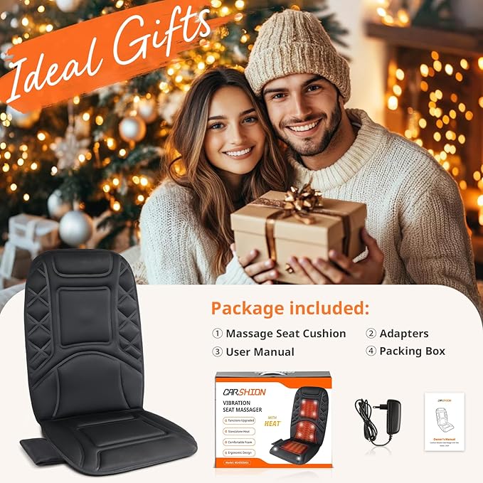 10 Vibrating Massage Nodes Back Massager Chair Pad for Pain Relief Home Office Use