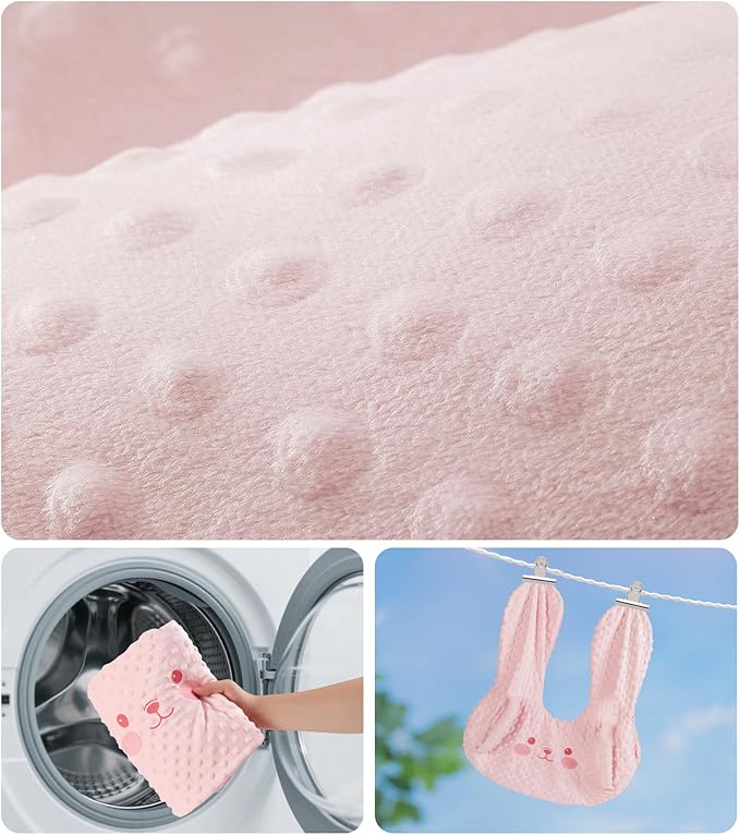 BEBAS U-Shaped Kids Travel Pillow for Car - Comfortable Neck and Head Support Pillow for Sleeping on Long Trips, Cute Cartoon Design, Ideal for Car Seats, Booster and Home Use, Great Gift Idea（Pink）