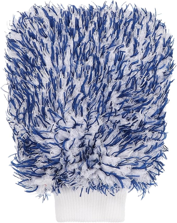 HARFINGTON Chenille Microfiber Car Wash Mitts 9.1" x 6.7" Scratch Free Wash Gloves Absorbent Double Sided Plush Cleaning Drying Mitts for Car Washing Home, Blue