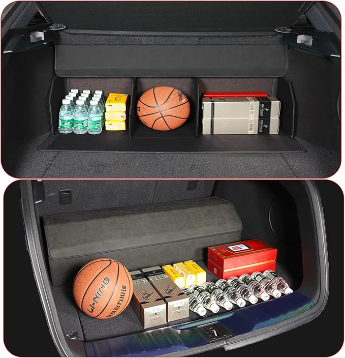 Trunk Organizer for Jeep Grand Cherokee 2021-2025 - Black Alcantara Leather Storage Box, Tailored Precision, Maximize Your Storage, Large Foldable Trunk Organizer Boxs with 3 Compartment