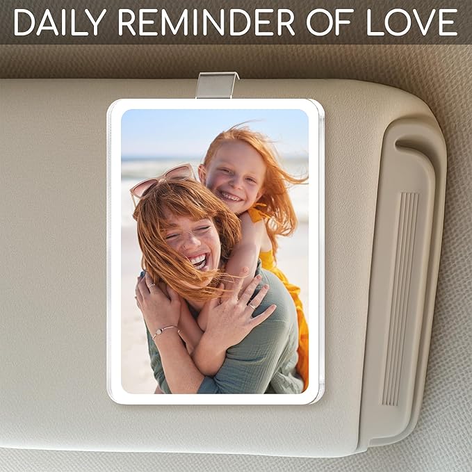 (Set 2) Car Visor Photo Clip Car Gifts for Boyfriend, Husband, Valentines Day Gifts Sun Visor Clip Photo Frame Picture Holder, Drive Safe I Love You Magnet Acrylic Sunvisor for Couple, Men, Women