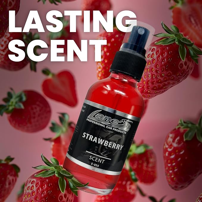 Lane's Premium Car Air Fresheners - Strawberry Scent Water Based - 4oz Eliminate Bad Odors of Pet & Food From Car Interior Leather, Carpet, Upholstery Great For Cars, Trucks, SUVs, RVs & More
