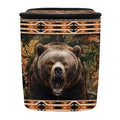 Southwest Aztec Tribal Bear Car Garbage Can with Adjustable Straps Zip Closure Car Trash Bin Multipurpose Storage Box for Travel Camping Picnicing