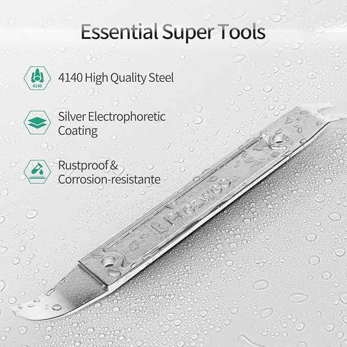 4140 Steel Durable Pay Bar,Multi-Function Trim Removal Tool for Compact Panel,Auto Trim Interior,Sheet Metal,Fasteners,Also for Bumper Retainer Clips-2PCS Silvery