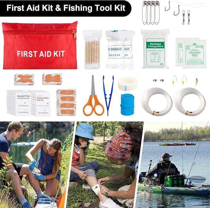 Emergency Survival Kit, 151 Pcs Survival Gear First Aid Kit, Outdoor Trauma Bag with Tactical Flashlight Knife Pliers Pen Blanket Bracelets Compass for Camping Earthquake or Adventures