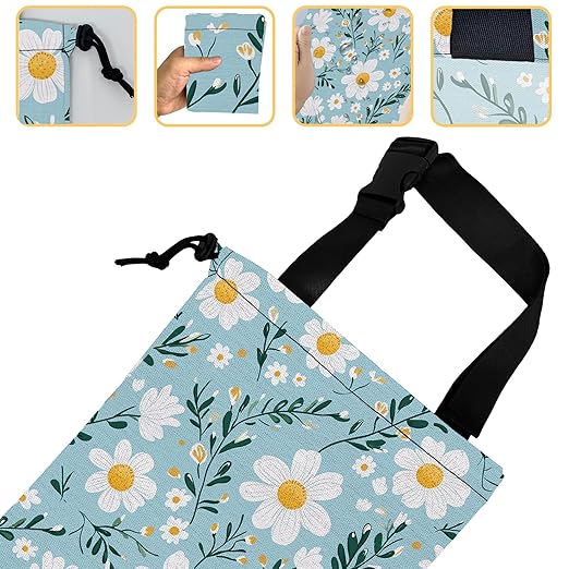 Blooming Flowers Car Trash Bag, Hanging Drawstring Car Garbage Bag,Canvas Car Back Seat Organizer with Adjustable Buckle for Men and Women