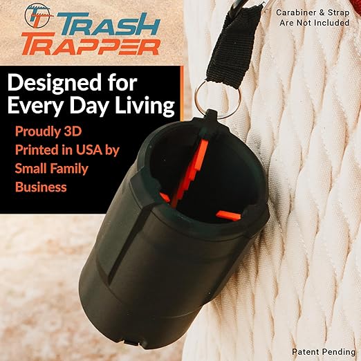 Trash Trapper The Cup Holder Trash Can for Car, Original Patent-Pending Trash Compaction Holds up to 10x More Trash to Save You Time, Portable Trash Can for Car, Stroller, Backpacks, Black