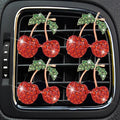 4 Pcs Cherry Decor Air Vent Clips Car Accessories,Stylish Fresheners Automotive Accessories for Women Interior Upgrade,Cherry Rhinestone Clip Bling Cute Car Interior Decoration for Women Decor
