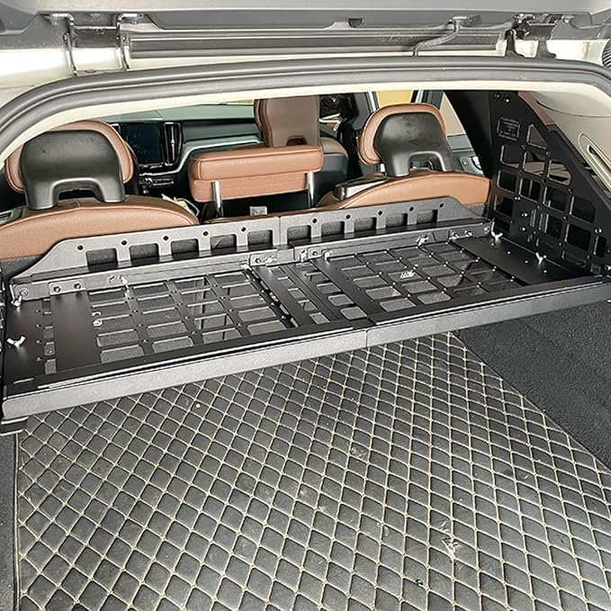 HIGH FLYING Car Accessories for Volvo XC60 2018-2025 Modular System Molle Panels Storage Trunk Shelf Luggage Storage Carrier Trunk Organizer Aluminum Alloy (Side Panels+Trunk Shelf+Storage Box)