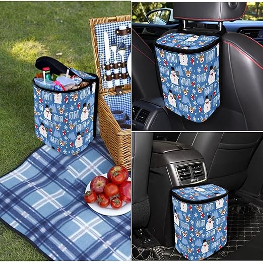 1.2 Gallons Mandala Prints Trash Bag for Car - Hanging Car Trash Can with Santa's HO HO HO Print, Easy Install at Tail of Console/Back of Seat, Ideal Car Accessories for Family Trips