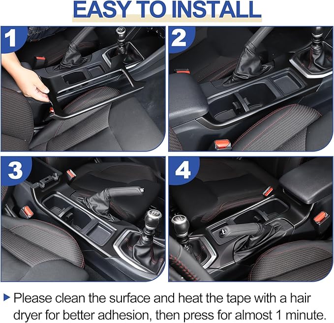 Daeiclru Car Gear Shift Panel Cup Holder Frame Cover Compatible with Subaru WRX Levorg 2022-2025, Center Console Accessories Trim (Matt Black)