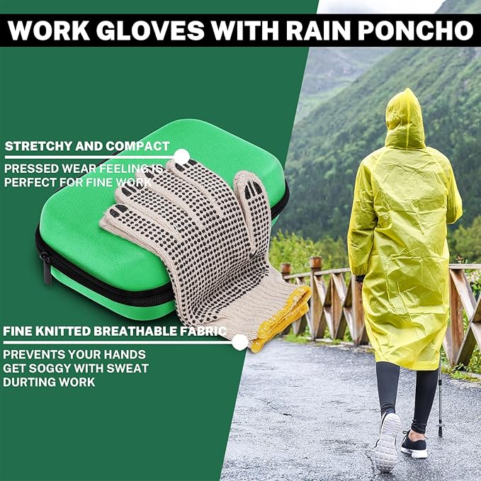 Car Roadside Emergency Kit with Battery Jumper Cables,Car Accessories for Men or Women,Automotive Safety Kit for Car,Vehicle, Truck or SUV,Gifts for Men or Him,Green