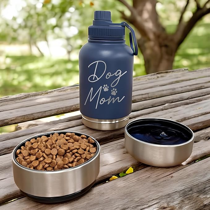 TEEAMORE Mom Water Tumbler with Bowls Personalized Stainless Steel Travel Bottle White