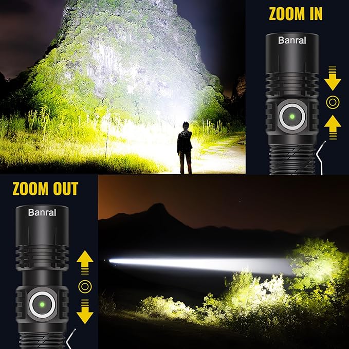 Rechargeable Tactical Flashlights, High Lumens Small Mini USB-C LED Flashlight, Compact EDC Flash Light, 4 Modes&Memory, Waterproof Pocket Lights for Home,Camping,Emergency,Stocking Stuffer for Men