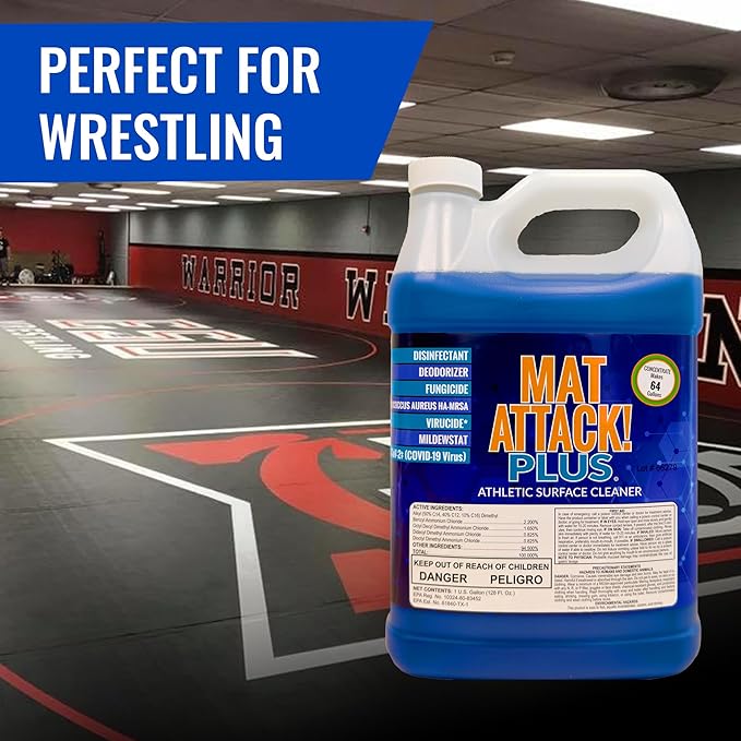 Dollamur Mat Attack! PLUS® Gym & Yoga Mat Cleaner, Hygienic Cleaner for Rubber Flooring, Wrestling Mats, and Fitness Floors-Gallon