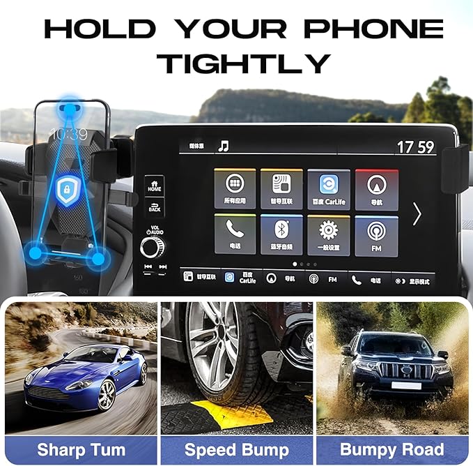 Car Phone Holder for 2023-2025 Honda HR-V Accessories,Adjustable GPS HR-V Phone Mount for 9-inch Screen,Hands-Free Ultra Stable HRV Air Vent Phone Stand