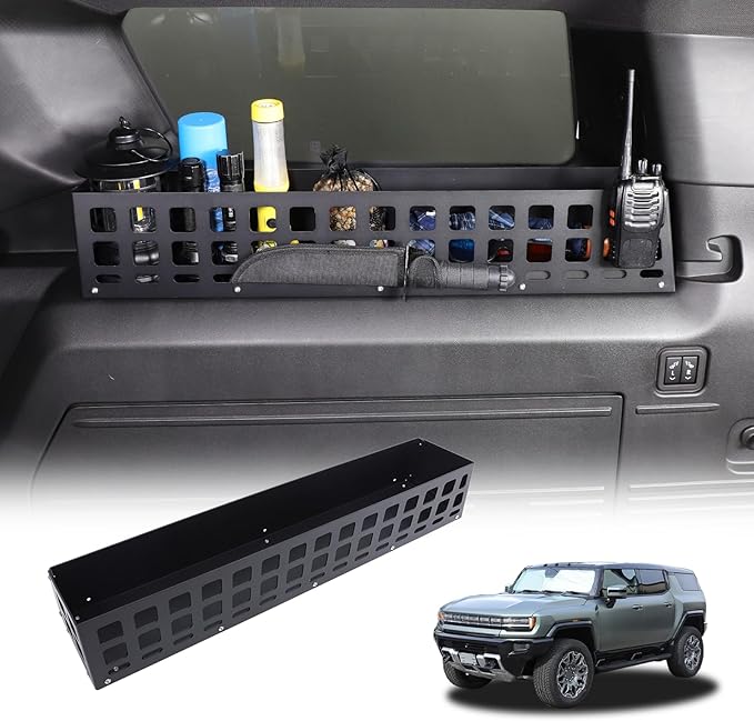 Aluminum Rear Trunk Organizer Compatible with 2024 2025 2026 Hummer EV Accessories Trunk Storage Cargo Management System Rack Modular Storage Box Basket (Right Side-Black)