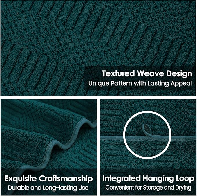 JML Microfier Bath Towels Set of 2, Large Microfier Body Towel for Adult, 30" x 60", Oversized, Soft, Super Absorbent, Fast Drying, Use for Sauna,Gym,Sport, Fitness, Yoga, Diamond Cross Grid Teal