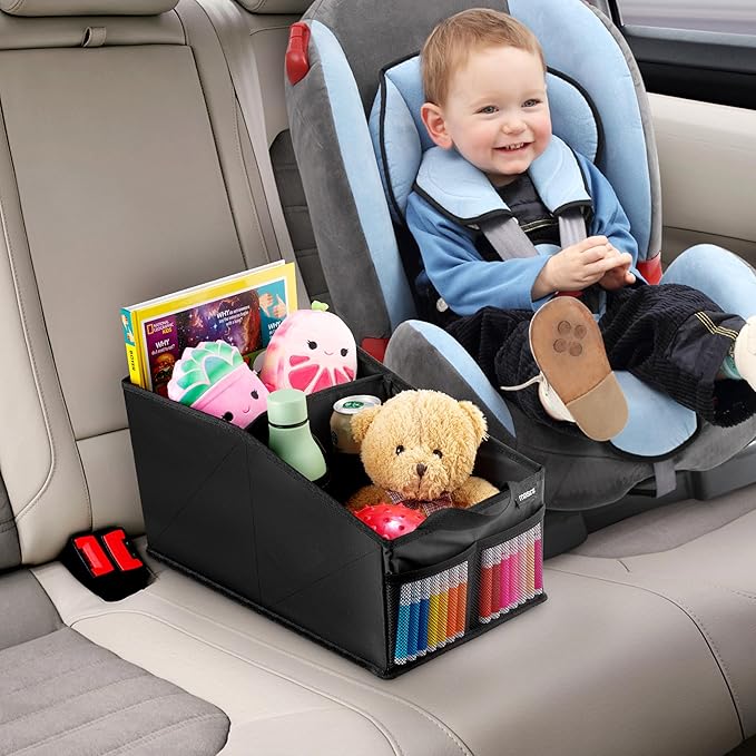Masirs Back Seat Car Organizer, Neatly Organize Items While Traveling, Folds Flat for Easy Trunk Storage