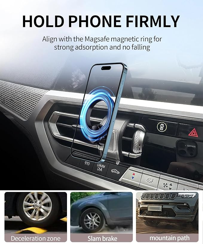 Car Phone Holder for BMW 3 Series 2019-2025 4 Series/i4 2021-2024 2 Series 2022-2024 Accessories, 360° Rotation Phone Mount Compatible with MagSafe