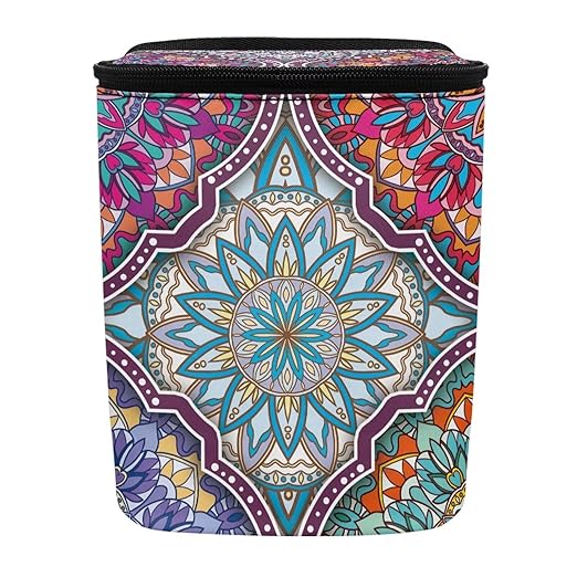 Boho Mandala Car Trash Can Leak-Proof Auto Trash Bin Portable Auto Garbage Bag Large Capacity Trashcan Storage Bag Multipurpose Car Organizer Hanging