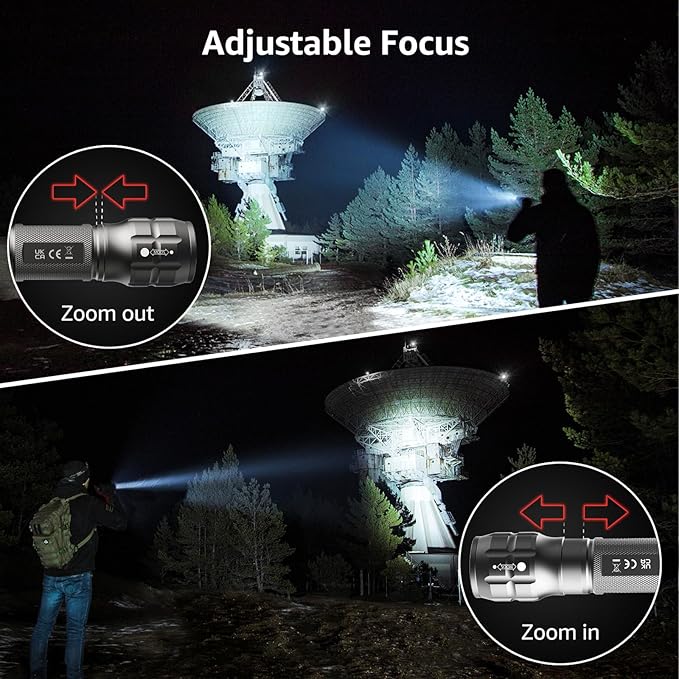 Lighting EVER LED Flashlights High Lumens, Small Flashlight, Waterproof, Adjustable Focus Flash Light for Outdoor, Emergency, Camping, AAA Batteries Included, 2 Pack