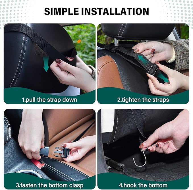 Terrazzo Green02 1 Pack Backseat Car Organizer with Storage Pockets Seat Back Organizers for Kids Kick Mats Backseat Protector Automotive