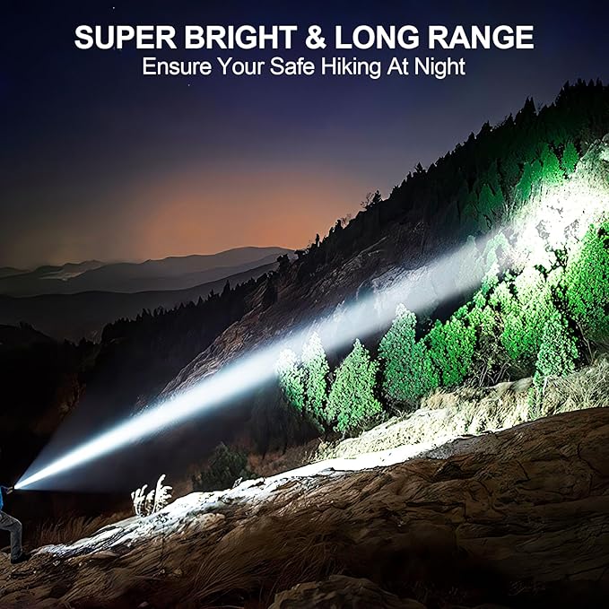 Banral Flashlights High Lumens Rechargeable, Super Bright Long Range Small Powerful Flashlight, 6 Modes LED Tactical Pocket Waterproof Flash Light for Home Emergency (1, Green)