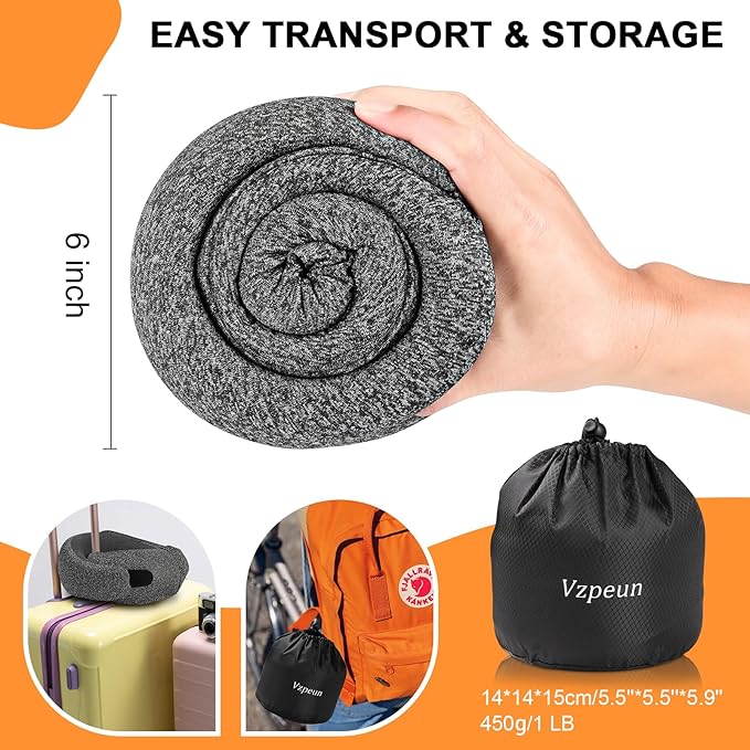 Travel Pillow - Hooded Neck Pillow Airplane Memory Foam Filling for Plane, Office, Cars Sleeping, Road Trip, Long Flights, Portable Plane Accessories, Includes Eye Mask & Earplugs (Pink)