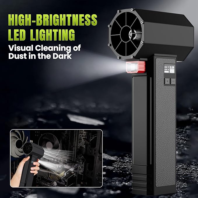 Oversize Turbo Dryer Blower for Car, 220MPH/420CFM Portable Cordless Leaf Blower, Maximum Power 750W & 3.5 LB Thrust for Patio Cleaning, Lawn Careand Car Drying (Pencil Black)