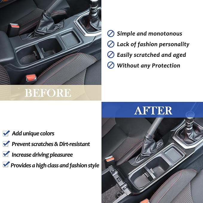 Daeiclru Car Gear Shift Panel Cup Holder Frame Cover Compatible with Subaru WRX Levorg 2022-2025, Center Console Accessories Trim (Carbon Fiber Pattern)