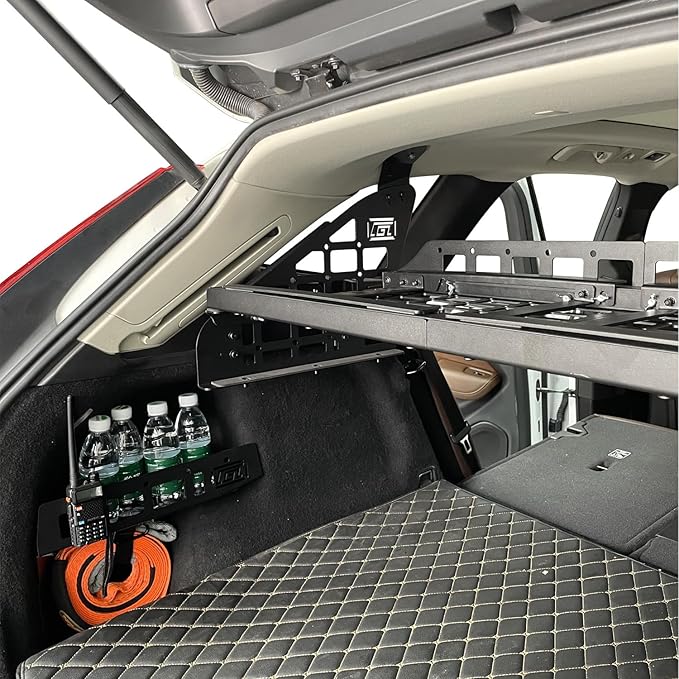 HIGH FLYING Car Accessories for Volvo XC60 2018-2025 Modular System Molle Panels Storage Trunk Shelf Luggage Storage Carrier Trunk Organizer Aluminum Alloy (Side Panels+Trunk Shelf+Storage Box)