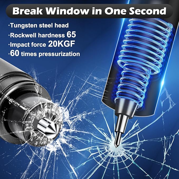 4PCS Safehammer - Upgraded Safe Hammer Glass Breaker Under Water, Window Breaker Tool for Emergency Land and Under Water Escape Seat Belt Cutter and Glass Breaker for Automotive Accidents