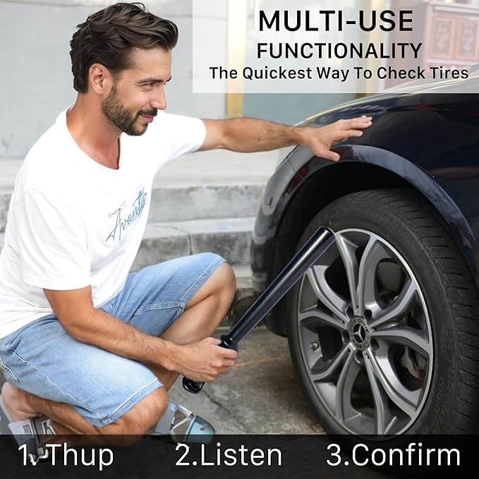2 PCS Rubber Tire Checker for Truckers Tool for Checking Tire Pressure, Wheel & Tire Accessories & Parts, Tire Repair Tools Fish Bat Self Defense