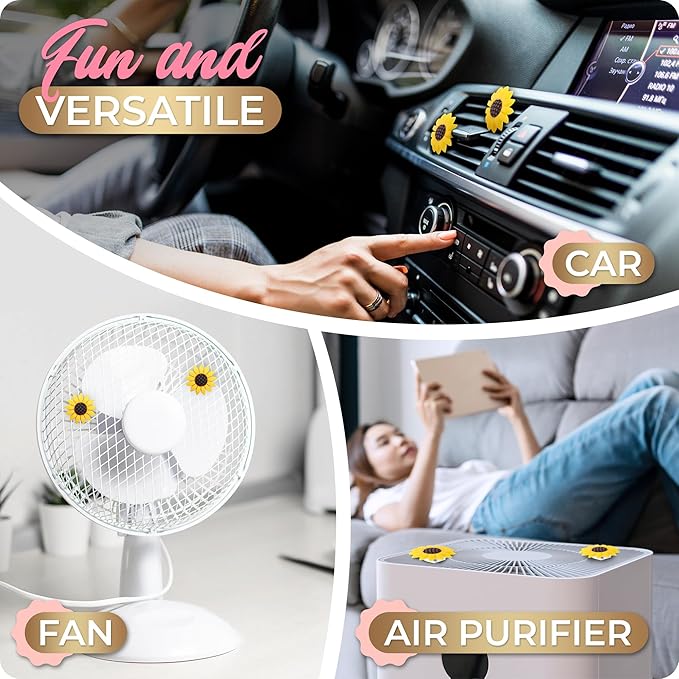2 Pieces Sunflower Car Accessories Cute Car Air Freshener Sunflower Air Vent Clips Sunflowers Gift Decorations Girasoles Car Clip Interior Air Vent Decor