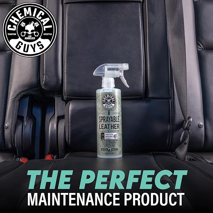 Chemical Guys Sprayable Leather Cleaner and Conditioner in One - Cleans, Conditions, and Protects Leather, Vinyl, Faux & More, Safe for Cars, Furniture & Apparel - 16 oz