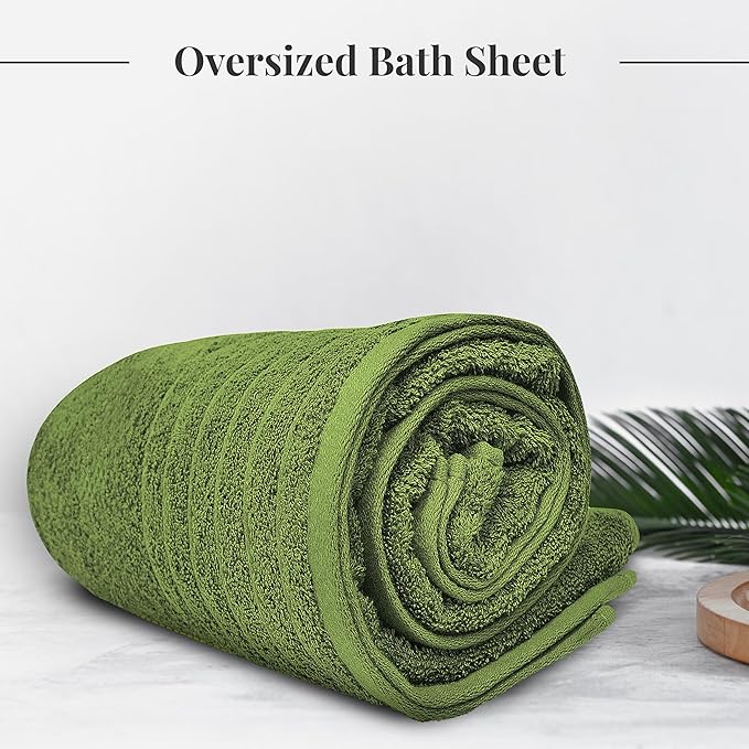 Tens Towels Pack of 1 Jumbo Bath Sheet 40 x 80 Inches, Extra Large & Light Weight, Quicker to Dry, 100% Cotton, Super Soft & Absorbent, Perfect to Wrap Yourself in, Green
