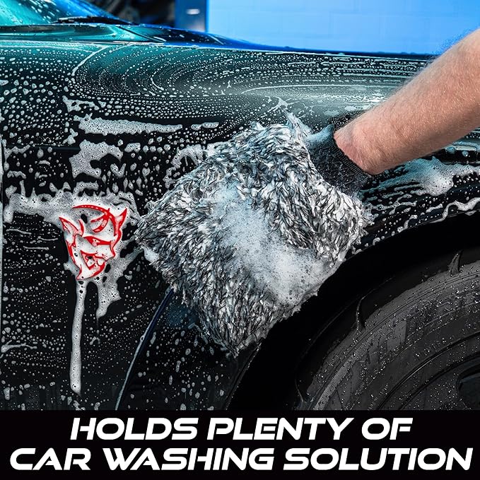 VIKING Car Wash Mitt, Premium Microfiber for Car Cleaning, Black and White, 10 inch x 8 inch, 2 Pack