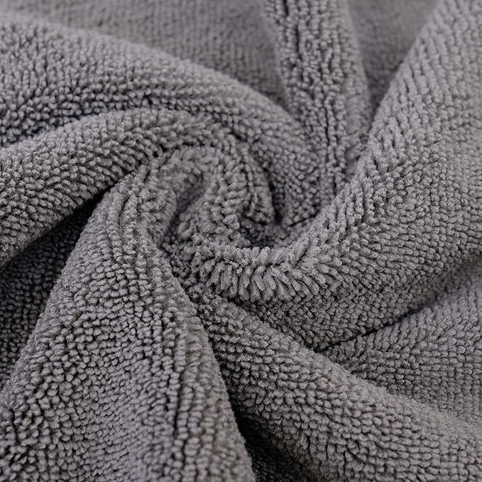 POLYTE Premium Microfiber Cleaning Towel,16x16 in 24 Pack (Blue,Gray,Yellow)