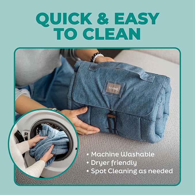 KindTail Nomad Nap Mat - Travel Dog Bed - Machine Washable, Water-Resistant Dog Mat for Pets up to 50 lbs - Lightweight, Portable Pet Bed with Carry Handle - Folds to 14 x 9 x 5 (1.5 lbs, Light Grey)