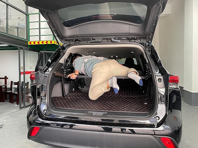 HIGH FLYING for Toyota Highlander 2020-2024 Car Accessories Modular Storage Molle Panel Shelf Luggage Carrier Trunk Organizer Aluminum Alloy A Set (Side Panel+ Shelf)