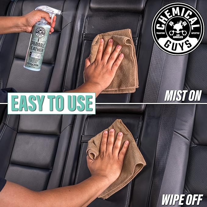 Chemical Guys SPI_103 Sprayable Leather Cleaner and Conditioner in One for Interiors, Apparel, and More (Works on Natural, Synthetic, Pleather, Faux Leather and More) Leather Scent, 128 fl oz (1 Gal)