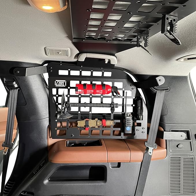 HIGH FLYING for Toyota Sequoia 2008-2022 Car Accessories Modular Storage Molle Panels System Trunk Shelf Luggage Storage Carrier Trunk Organizer Aluminum Alloy (Side Panels+Roof Shelf)