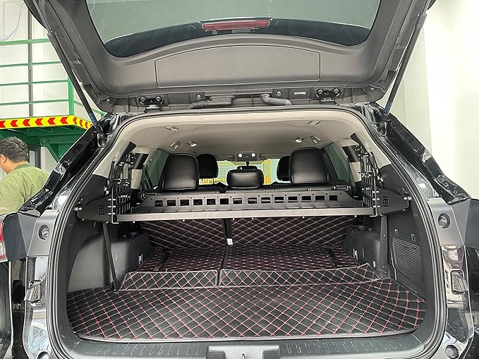 HIGH FLYING for Toyota Highlander 2020-2024 Car Accessories Modular Storage Molle Panel Shelf Luggage Carrier Trunk Organizer Aluminum Alloy A Set (Side Panel+ Shelf)