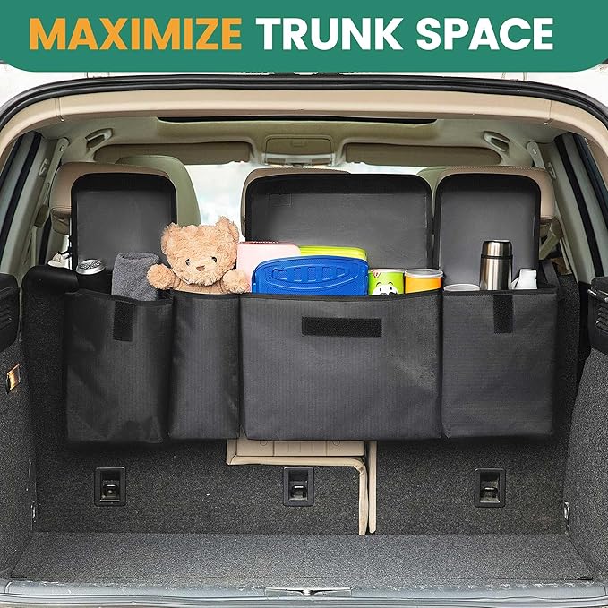 JOYSKY Trunk Hanging Organizer, Backseat Trunk Organizer for SUV, Truck, MPV, Large Capacity Vehicle Storage Bag with Upgraded High-Density Fabric, Space Saving Car Accessories Interior