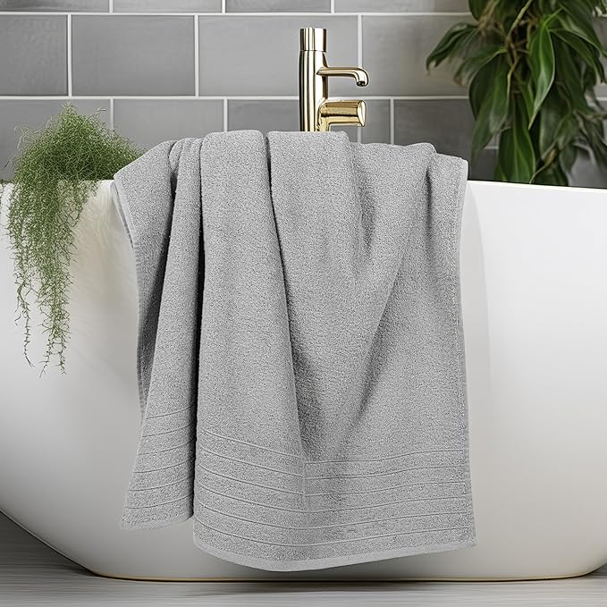 Tens Towels Pack of 1 Jumbo Bath Sheet 40 x 80 Inches, Extra Large & Light Weight, Quicker to Dry, 100% Cotton, Super Soft & Absorbent, Perfect to Wrap Yourself in, Cool Grey