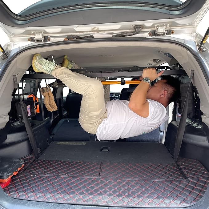 HIGH FLYING for Toyota Highlander 2008-2013 Car Accessories Modular Storage Molle Panel Shelf Luggage Carrier Trunk Organizer Aluminum Alloy A Set (Side Panel + Shelf)