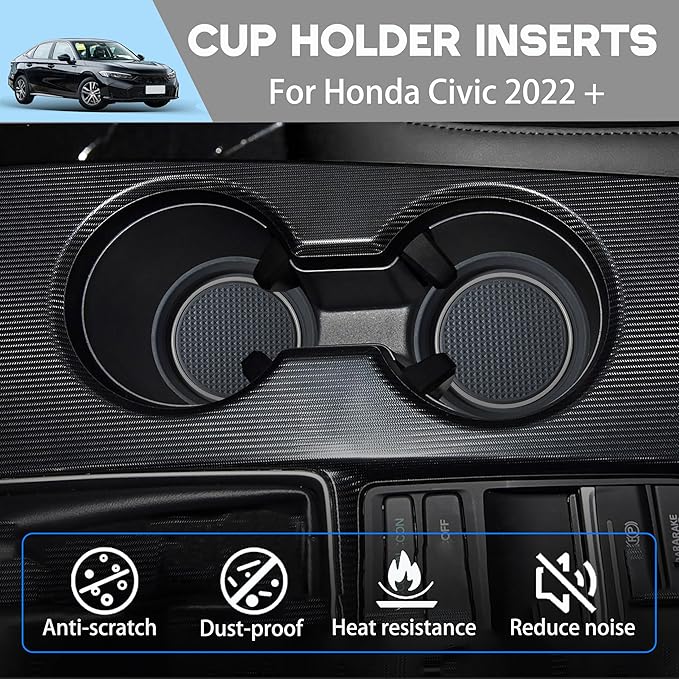for Honda Civic Accessories 2026 2025 2024 2023 2022 Cup Holder Inserts Center Console Liner 3D Silicone Cup Holder Coaster Protector Mat Pad Non-Slip Interior Decoration for Civic 3Pcs (Gray)