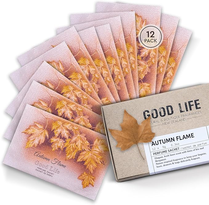 Good Life Autumn Flame Scented Sachets | Designed in New Zealand | 12 Sachets
